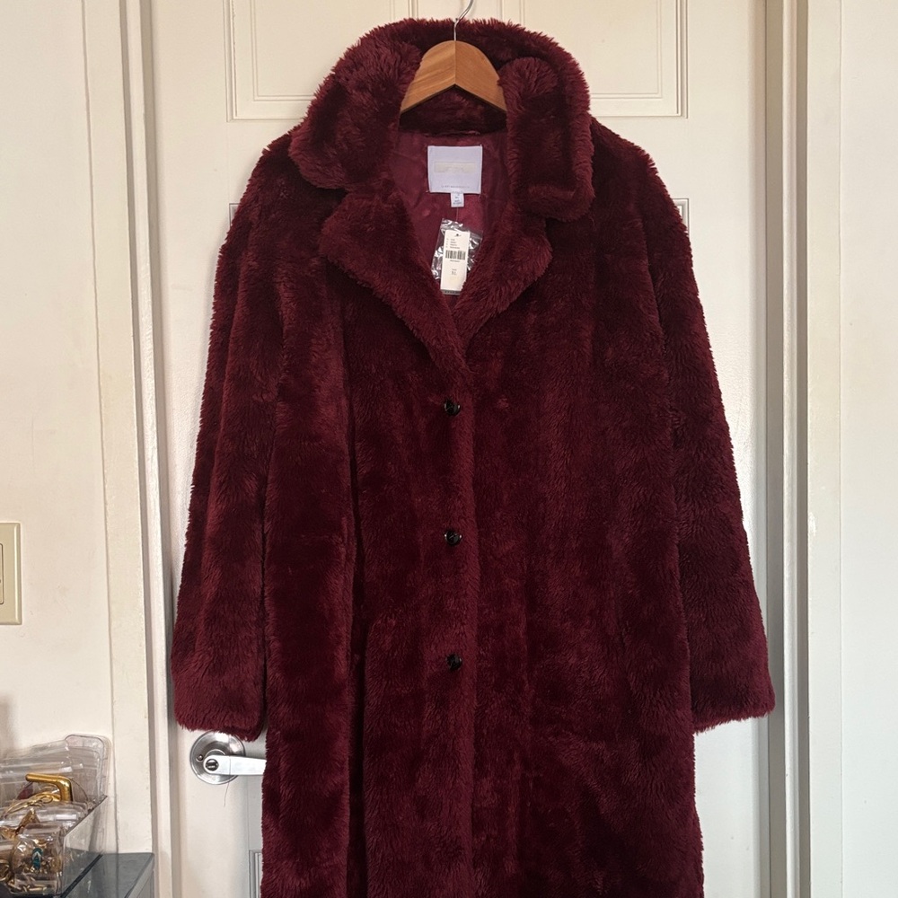 Anthropologie Deep Red Teddy Jacket